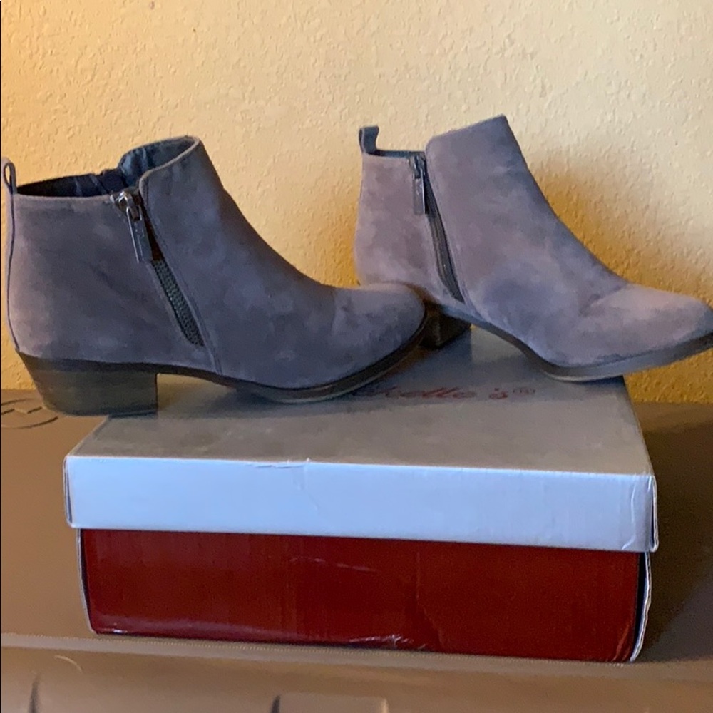 Women’s grey sued ankle boots